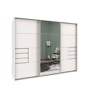 luma-home SKŘÍŇ S VZDUŠNÝMI DVEŘMI, 273 × 64 × 213 cm (Š×H×V), 3dveřová, pasparta, zásuvky, bílá/zrcadlo / 22619 obraz