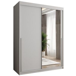 Home Collective SKŘÍŇ S POSUVNÝMI DVEŘMI se zrcadlem, šířka 150 cm, bílá se stříbrným úchytem obraz