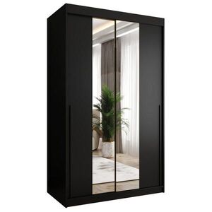 Home Collective SKŘÍŇ S POSUVNÝMI DVEŘMI se zrcadlem, šířka 120 cm, černá s černým úchytem obraz