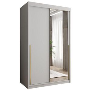 Home Collective SKŘÍŇ S POSUVNÝMI DVEŘMI se zrcadlem, šířka 120 cm, bílá se zlatým úchytem obraz