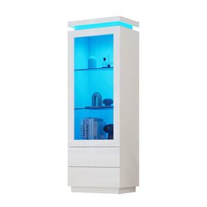 STILVORA VITRÍNA bílá s LED osvětlením a 2 zásuvkami, do obývacího pokoje, 60×40×171 cm obraz