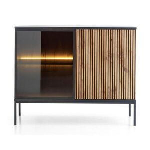 Selsey KOMODA Tosena černá/dub Wotan s LED 104 cm obraz