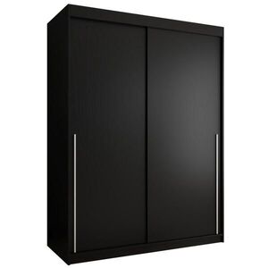 Home Collective ŠATNÍ SKŘÍŇ S POSUVNÝMI DVEŘMI 150 cm šířka, černá se stříbrným úchytem obraz