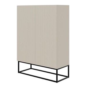 Selsey HIGHBOARD 2dveřová Veldio šedobéžová s černým kovovým rámem 90 cm obraz