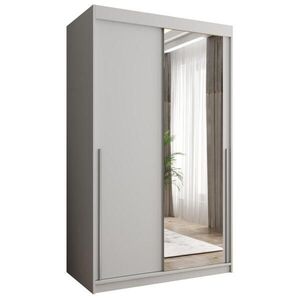 Home Collective SKŘÍŇ S POSUVNÝMI DVEŘMI se zrcadlem, šířka 120 cm, bílá se stříbrným úchytem obraz