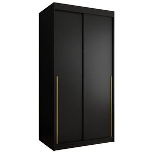 Home Collective ŠATNÍ SKŘÍŇ S POSUVNÝMI DVEŘMI 100 cm šířka, černá se zlatým úchytem obraz