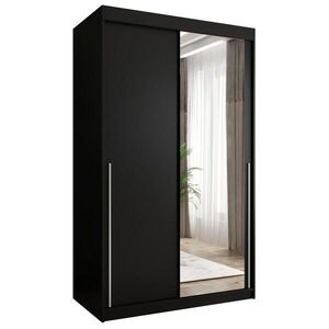 Home Collective SKŘÍŇ S POSUVNÝMI DVEŘMI se zrcadlem, šířka 120 cm, černá se stříbrným úchytem obraz