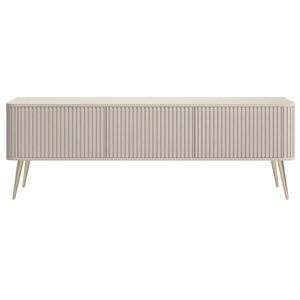 Selsey TV stolek Ovarlo šedobéžový s drážkovanými čely 3dveřový 163/49/38 cm obraz