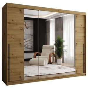 Home Collective SKŘÍŇ S POSUVNÝMI DVEŘMI se zrcadlem, šířka 250 cm, Artisan s černým úchytem obraz