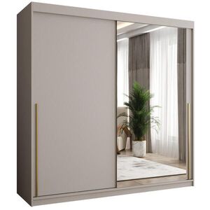 Home Collective SKŘÍŇ S POSUVNÝMI DVEŘMI se zrcadlem, šířka 200 cm, kašmírová se zlatým úchytem obraz