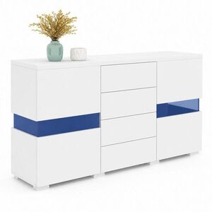 STILVORA KUCHYŇSKÁ SKŘÍŇ bílá s LED osvětlením v 16 barvách, do jídelny a obývacího pokoje, 140×35×72 cm obraz