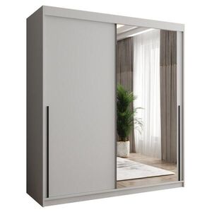 Home Collective SKŘÍŇ S POSUVNÝMI DVEŘMI se zrcadlem, šířka 180 cm, bílá s černým úchytem obraz
