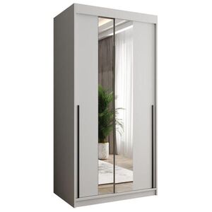 Home Collective SKŘÍŇ S POSUVNÝMI DVEŘMI se zrcadlem, šířka 100 cm, bílá s černým úchytem obraz