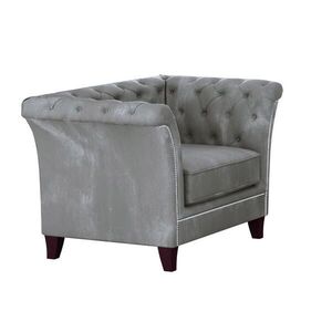 S-Style CHESTERFIELD KŘESLO Fusion ze šedého sametu obraz