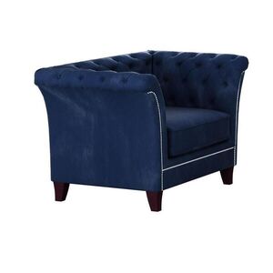 S-Style CHESTERFIELD KŘESLO Fusion z tmavě modrého sametu obraz