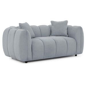 S-Style DVOUMÍSTNÁ POHOVKA Nubira v hluboce prošívaném designu Bubble z měkké strukturované látky v šedé barvě s moderním vzhledem obraz