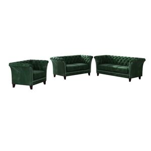 S-Style CHESTERFIELD SEDACÍ SOUPRAVA 3+2+1 Fusion z lahvově zeleného sametu obraz