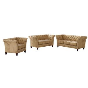 S-Style CHESTERFIELD SEDACÍ SOUPRAVA 3+2+1 Fusion z béžového sametu obraz