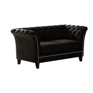 S-Style CHESTERFIELD DVOUMÍSTNÁ POHOVKA Fusion z černého sametu obraz