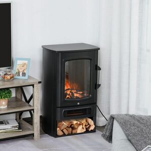 HOMCOM ELEKTRICKÝ KRB 1000 W/2000 W s efektem plamenů, termostat 20–25 m², černý obraz