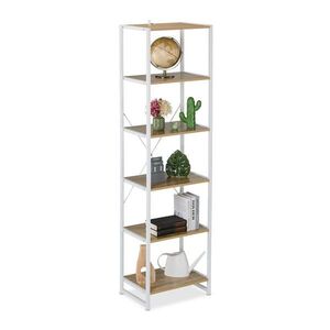Relaxdays REGÁL Bílý dřevodekor industriální 6 polic 180 cm obraz