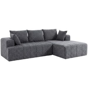 HOMCOM ROHOVÁ pohovka v šedé barvě žinylkového potahu (100% polyester) obraz