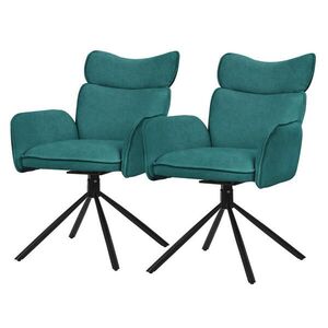 ML-DESIGN JÍDELNÍ ŽIDLE, sada 2 ks, otočné, petrolová barva, s látkovým potahem obraz