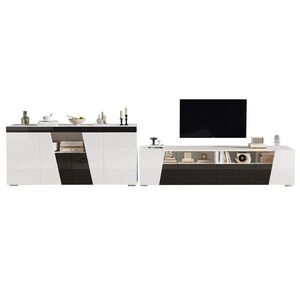 FLIEKS SET TV KOMODY 180 cm Černá Bílá Lesk LED MDF obraz