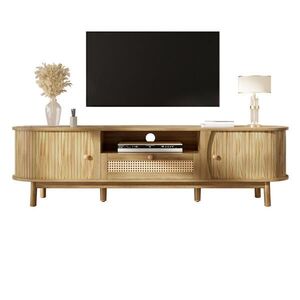 STILVORA TV STOLEK v přírodní barvě se zásuvkami a dvířky do obýváku, 165×37×46 cm obraz