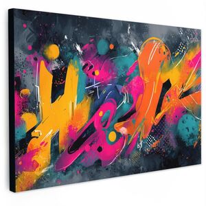 MuchoWow OBRAZ NA PLÁTNĚ Abstraktní - Graffiti - Barevné - Stříkající barva 90x60 cm obraz