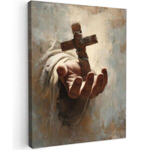 MuchoWow OBRAZ NA PLÁTNĚ Abstrakt - Cross - Hand - Christianity 60x80 cm obraz