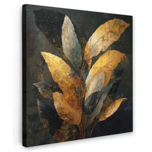 MuchoWow OBRAZ NA PLÁTNĚ Složení Golden Leaf - Botanický luxus 50x50 cm obraz