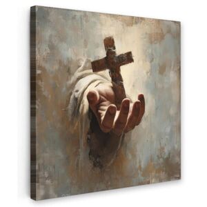 MuchoWow OBRAZ NA PLÁTNĚ Abstrakt - Cross - Hand - Christianity 20x20 cm obraz