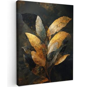 MuchoWow OBRAZ NA PLÁTNĚ Složení Golden Leaf - Botanický luxus 60x80 cm obraz