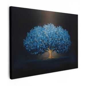 MuchoWow OBRAZ NA PLÁTNĚ Strom - modrá - listy - tahy štětcem 80x60 cm obraz