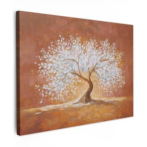 MuchoWow OBRAZ NA PLÁTNĚ Abstraktní - Strom - Bílý - Listy 80x60 cm obraz
