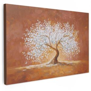 MuchoWow OBRAZ NA PLÁTNĚ Abstraktní - Strom - Bílý - Listy 90x60 cm obraz