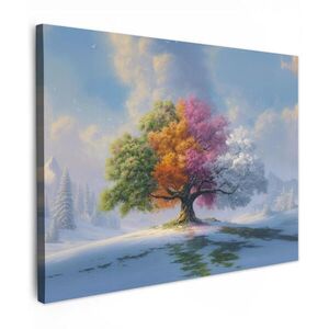 MuchoWow OBRAZ NA PLÁTNĚ Strom - Roční období - Zima - Krajina 80x60 cm obraz