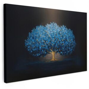 MuchoWow OBRAZ NA PLÁTNĚ Strom - modrá - listy - tahy štětcem 120x80 cm obraz