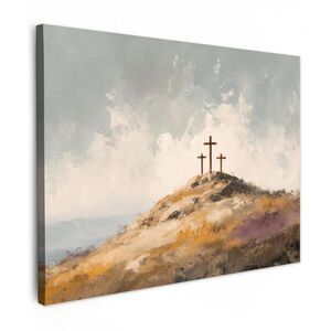 MuchoWow OBRAZ NA PLÁTNĚ Hills - Abstrakt - Křesťanství - Cross 80x60 cm obraz