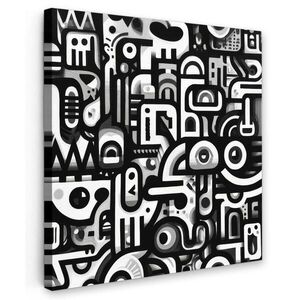 MuchoWow OBRAZ NA PLÁTNĚ Symboly - abstraktní - grafické - černé 50x50 cm obraz