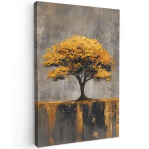 MuchoWow OBRAZ NA PLÁTNĚ Strom - listy - zlaté - abstraktní 60x90 cm obraz