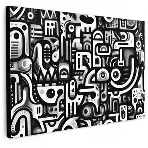 MuchoWow OBRAZ NA PLÁTNĚ Symboly - abstraktní - grafické - černé 120x80 cm obraz