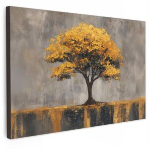 MuchoWow OBRAZ NA PLÁTNĚ Strom - listy - zlaté - abstraktní 60x40 cm obraz