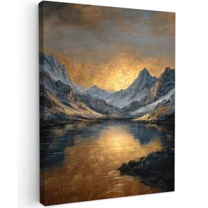 MuchoWow OBRAZ NA PLÁTNĚ Horská scenérie se zlatým západem slunce 60x80 cm obraz