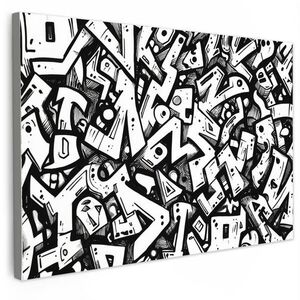 MuchoWow OBRAZ NA PLÁTNĚ Tvary - písmena - graffiti - černá 30x20 cm obraz