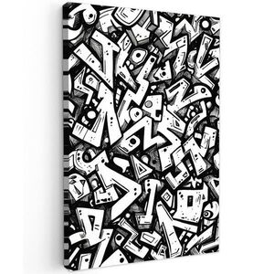 MuchoWow OBRAZ NA PLÁTNĚ Tvary - písmena - graffiti - černá 60x90 cm obraz