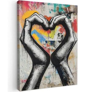 MuchoWow OBRAZ NA PLÁTNĚ Ruce - Srdce - Street art - Graffiti 30x40 cm obraz