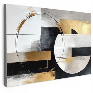 MuchoWow OBRAZ NA PLÁTNĚ Abstraktní - Zlato - Stříbro - Tvary - Estetika 60x40 cm obraz