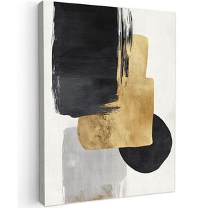 MuchoWow OBRAZ NA PLÁTNĚ Zlatá - Obdélníky - Kruhy - Abstraktní 30x40 cm obraz